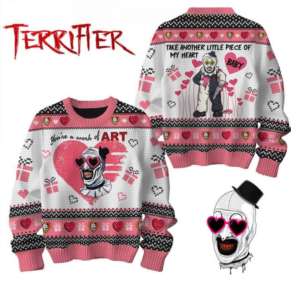 Terrifier Take Another Little Piece Of My Heart 2025 Ugly Sweater Gifts For Movie Fans-1
