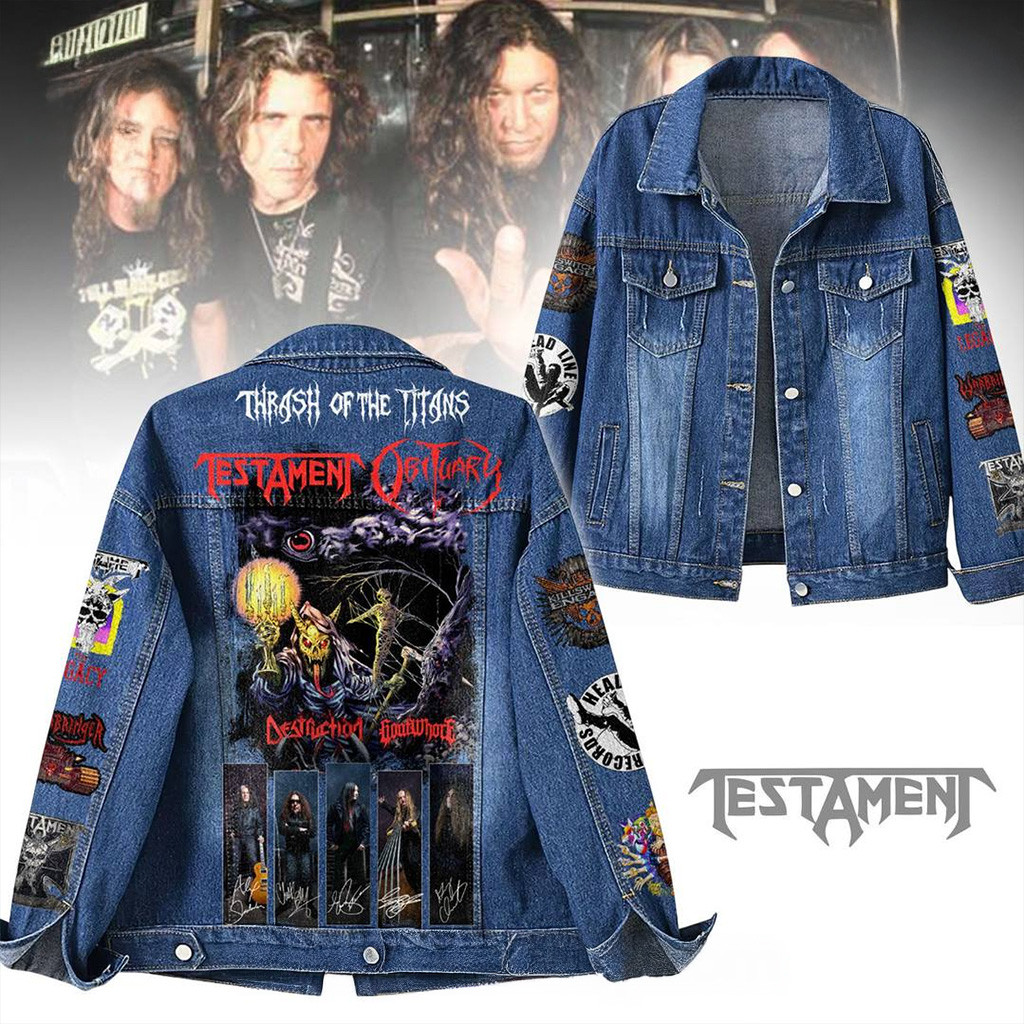 Testament Obituary Tour 2025 Denim Jacket Best Gifts For Boyfriend-1
