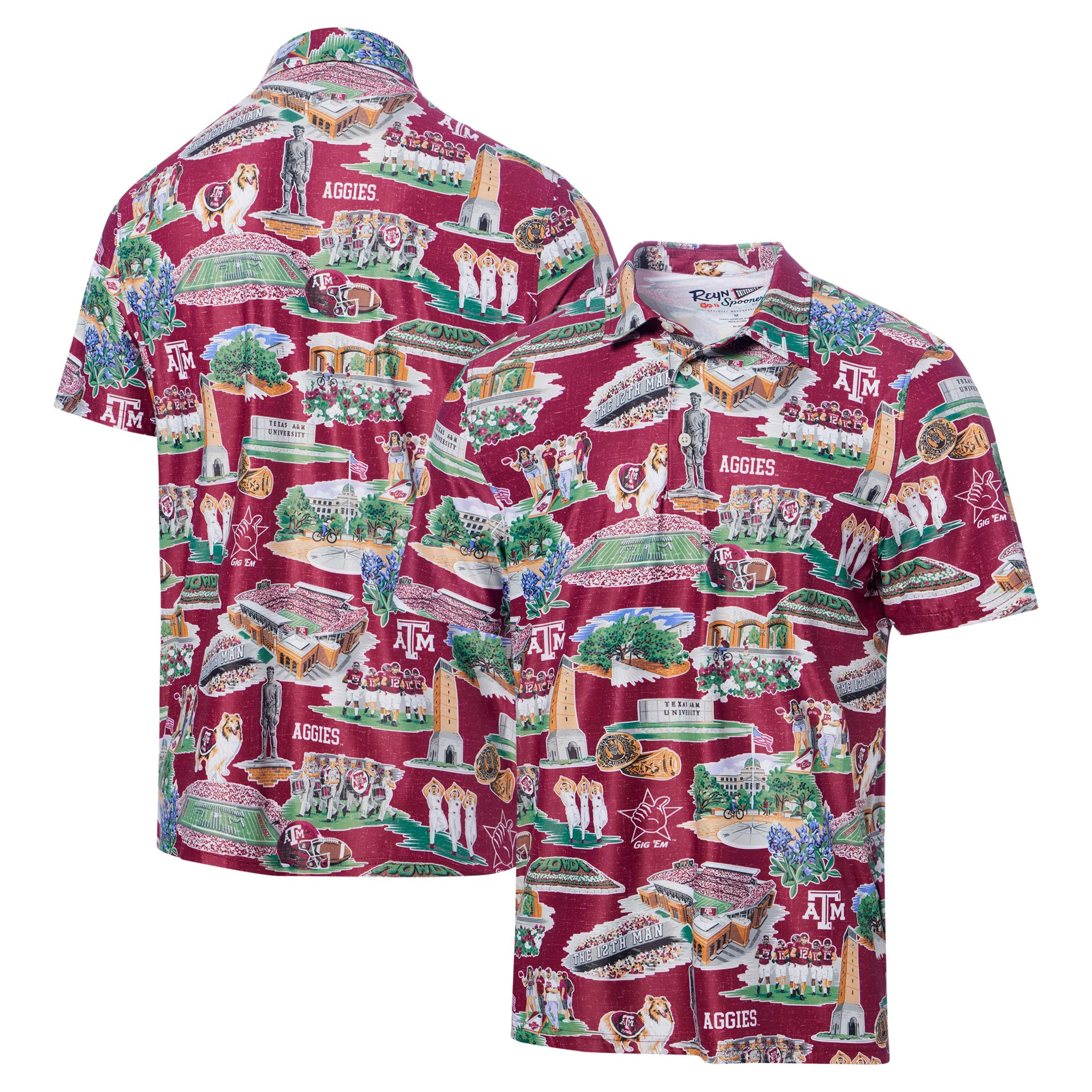 Texas A And M Aggies Polo Shirt ATM Aloha Shirt Presents For Football Fans-1
