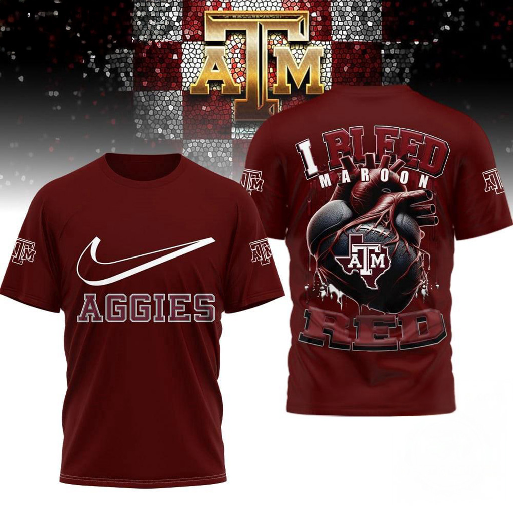 Texas AM Aggies 2025 NCAA I Bleed Shirt Aggies Merch Gift Ideas For Football Lovers-1