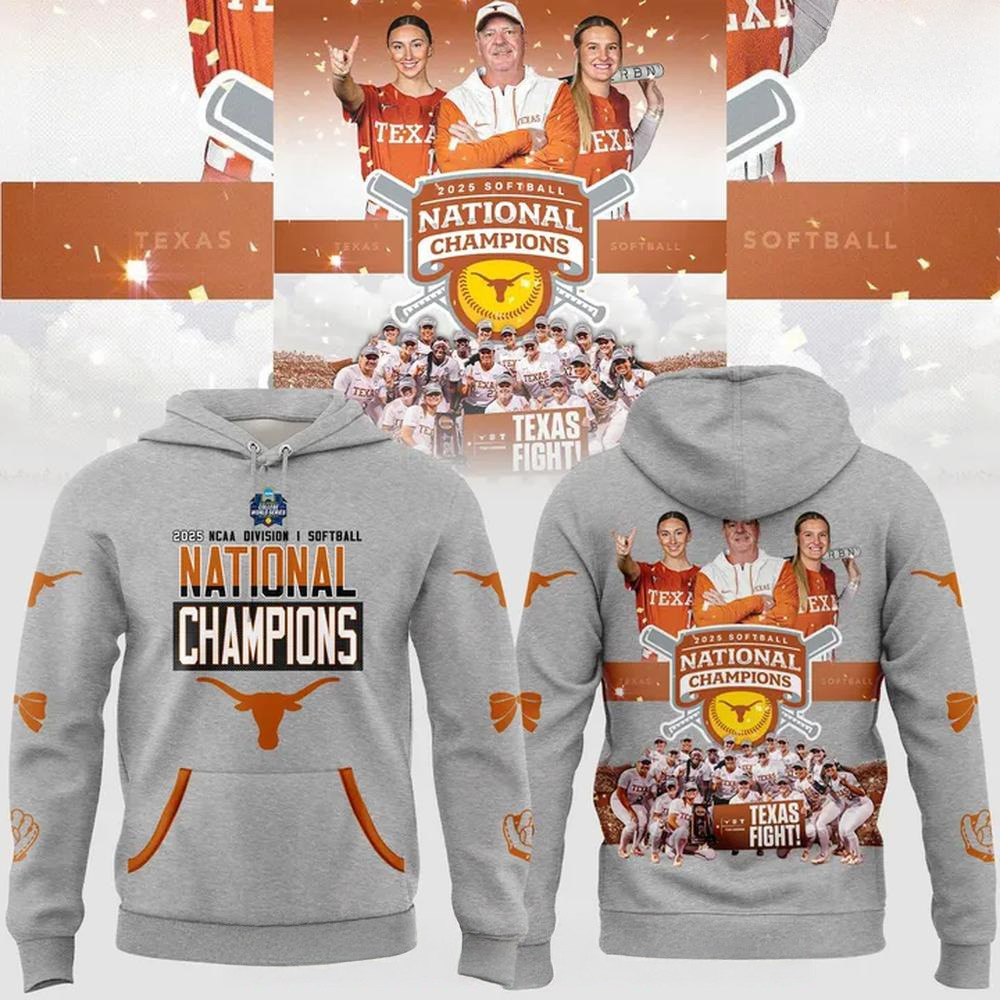 Texas Longhorns 2025 NCAA Softball National Champions Special Gray Hoodie Texas Longhorns Merch-1