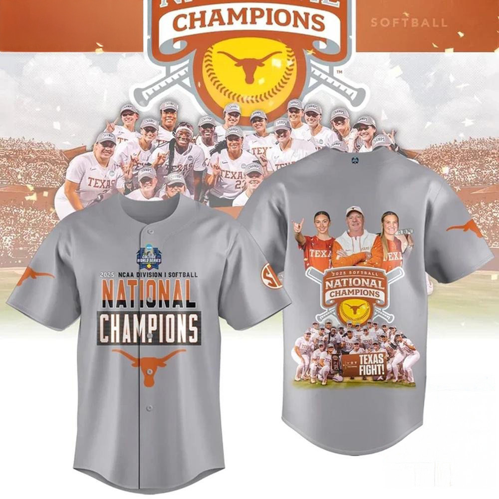 Texas Longhorns Softball Women's College World Series 2025 Champions Jersey Texas Longhorns Merch-1