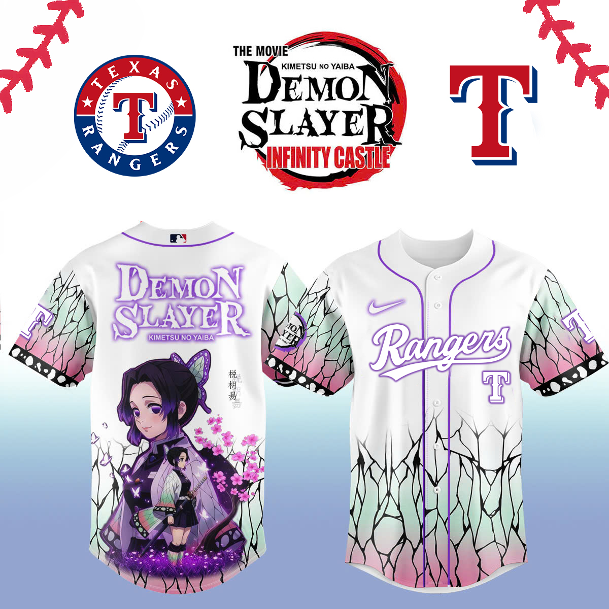 Texas Rangers Demon Slayer Jersey 2025 Best Gifts For Baseball Fans-1