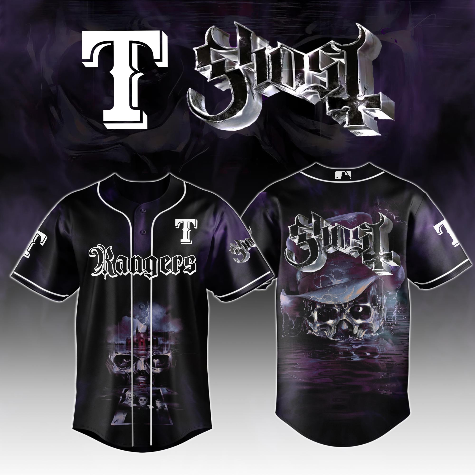 Texas Rangers Mlb X Ghost Skeletour World Tour Baseball Jersey For Fans-1