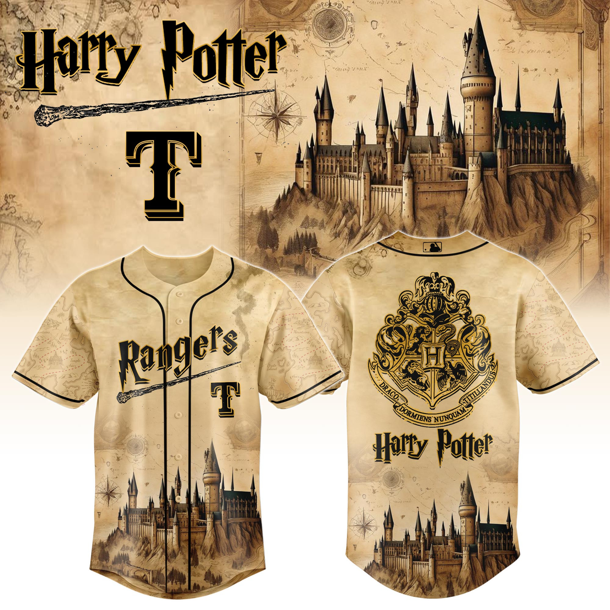 Texas Rangers Mlb X Harry Potter Hogwarts Baseball Jersey For Fan-1
