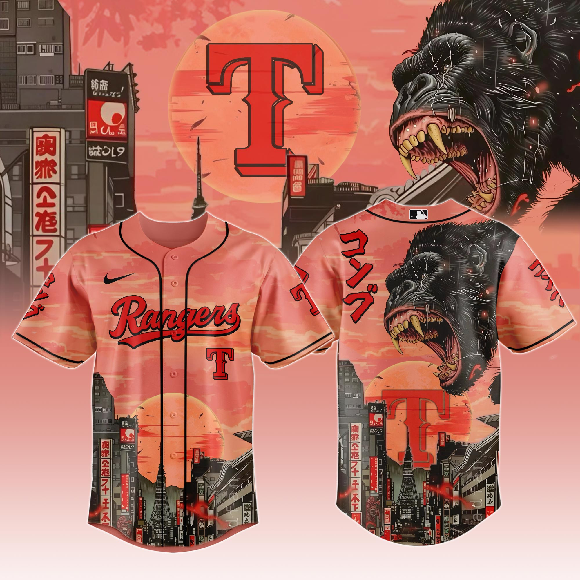 Texas Rangers Mlb X Japanese Heritage Kong Baseball Jersey For Fans-1