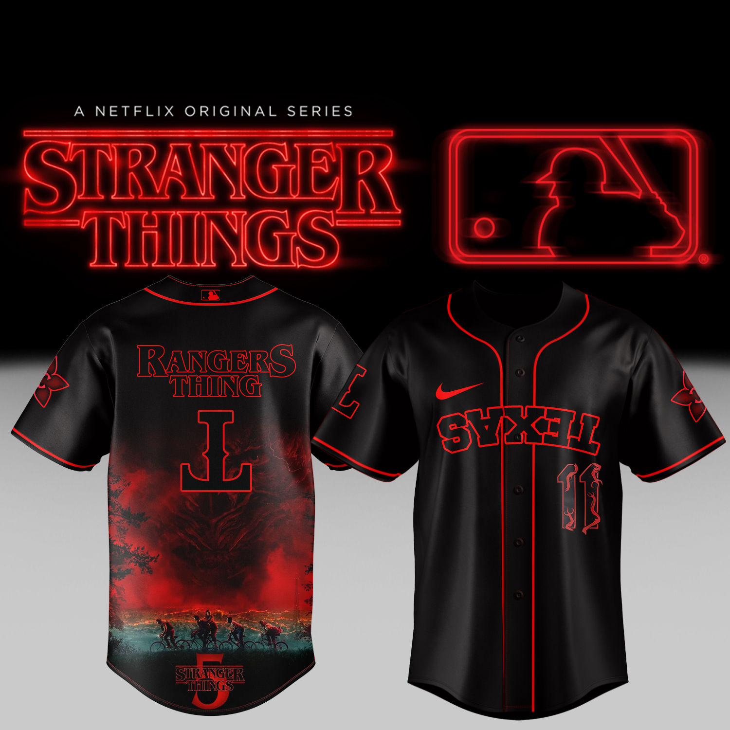 Texas Rangers Stranger Things Jersey 2025 Presents For Baseball Fans-1