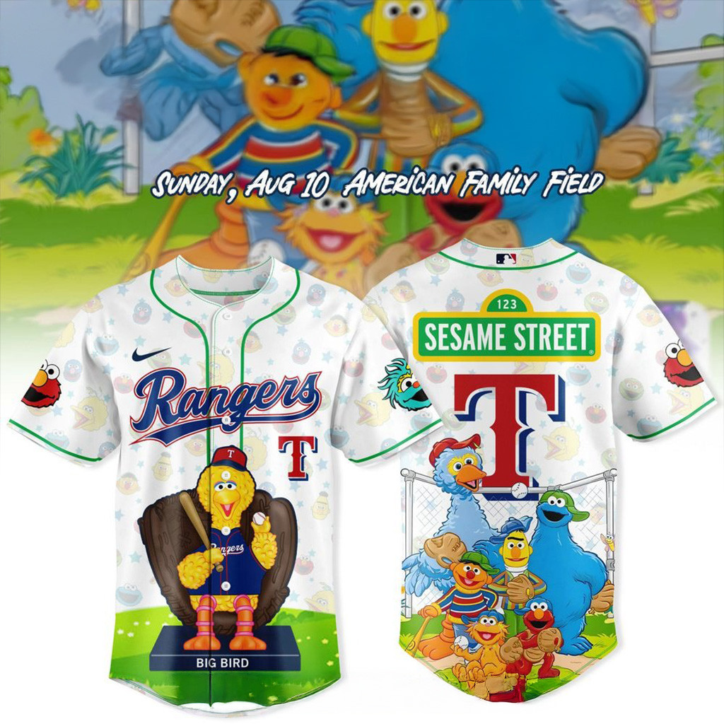 Texas Rangers X Sesame Street 2025 Baseball Jersey Texas Rangers Merch Gift For Friends-1