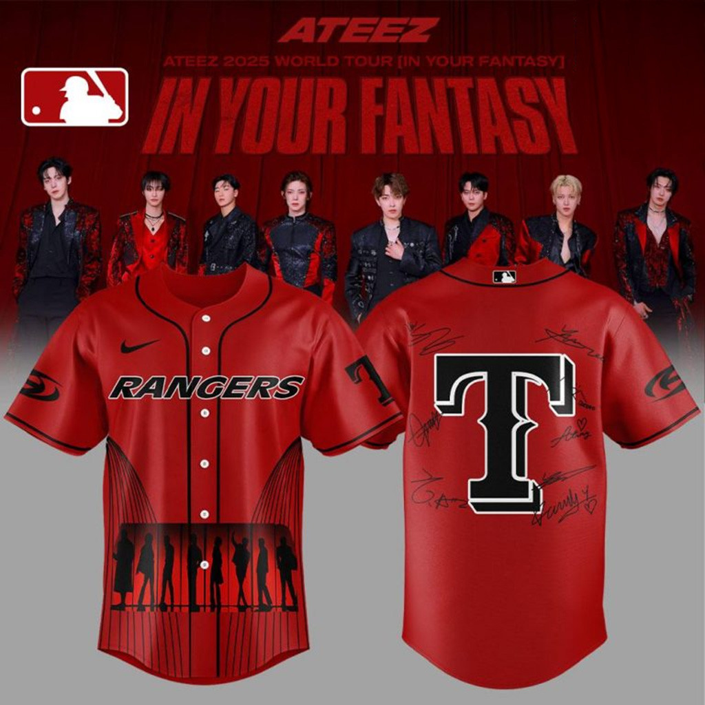 Texas Rangers x ATEEZ 2025 World Tour Baseball Jersey Texas Rangers Merch Gifts For Dudes-1