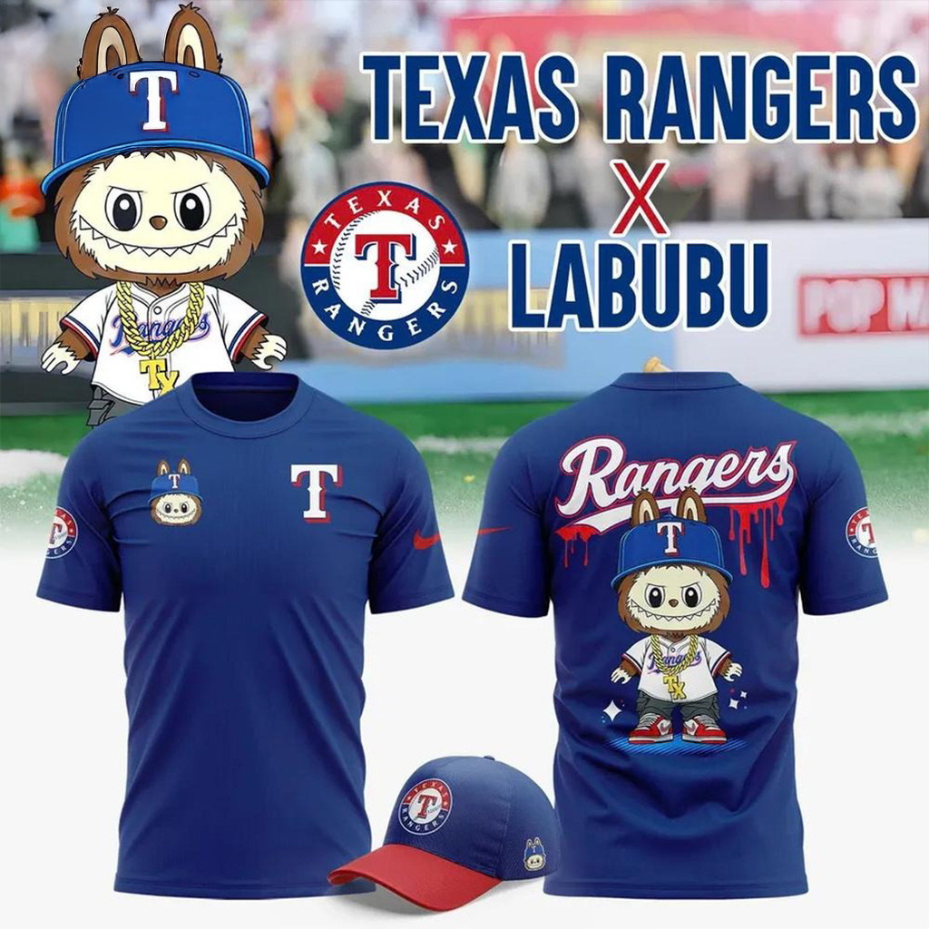 Texas Rangers x Labubu T-Shirt Texas Rangers Merch Baseball Team Gift Ideas-1