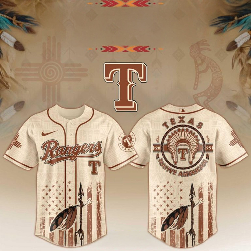 Texas Rangers x Native American Heritage Month Baseball Jersey Texas Rangers Merch For Fans-1