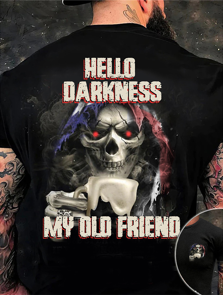 Texas Skull Hello Darkness My Old Friend Shirt Cool Sayings Texan Clothing-1