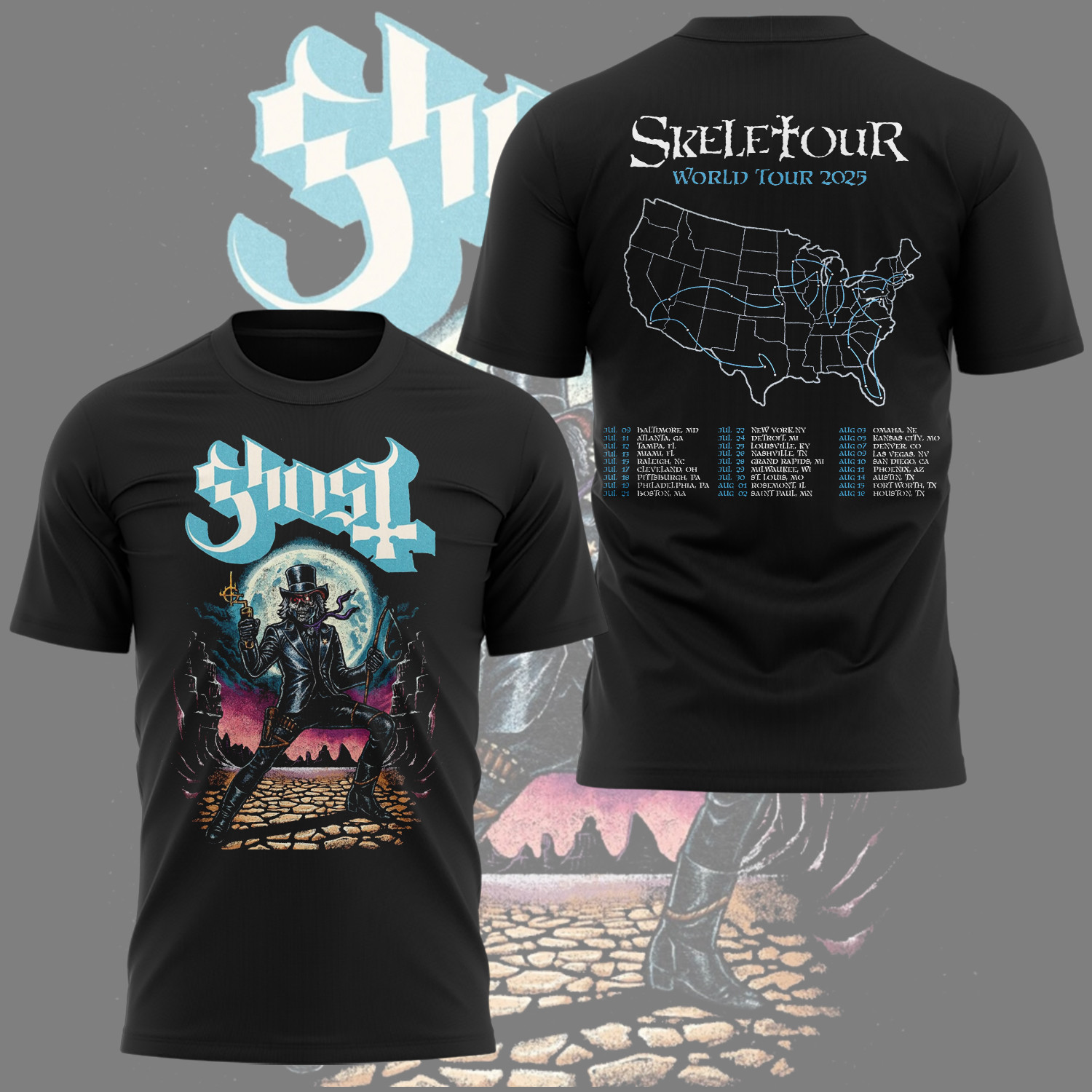 The Band Ghost The Skeletour T-Shirt Music Lover Gifts For Him-1