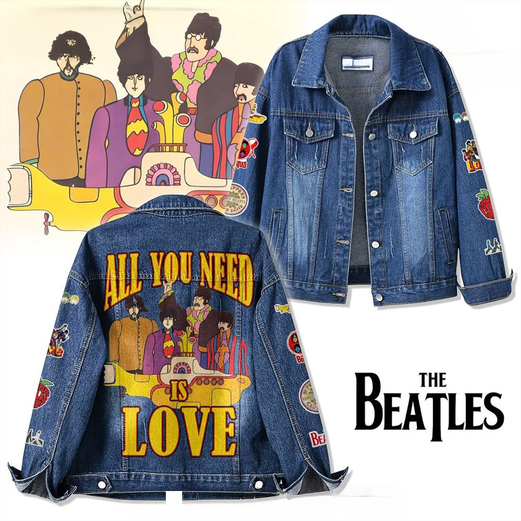 The Beatles All You Need Is Love 2025 Denim Jacket The Beatles Merch Gifts For Dad-1