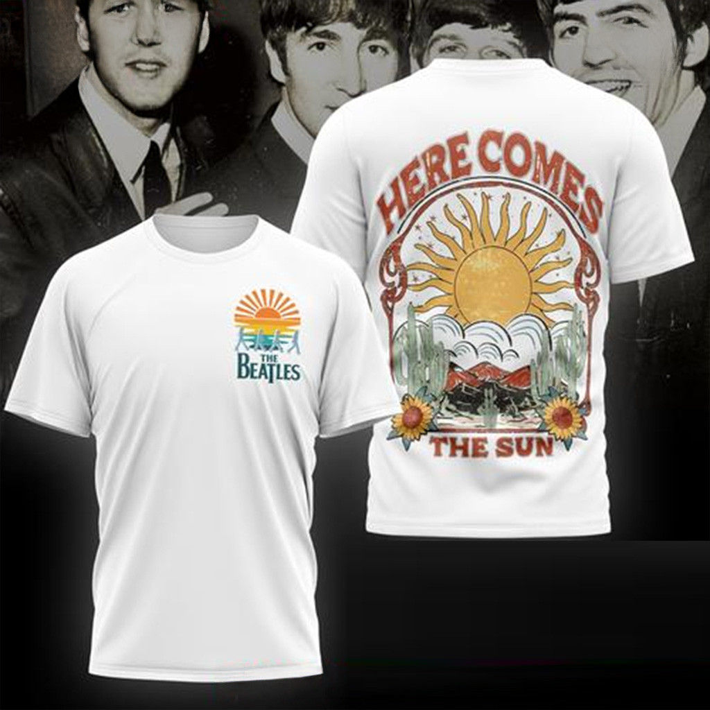 The Beatles Here Comes The Sun Retro Graphic White T-Shirt The Beatles Merch Dad Gifts-1