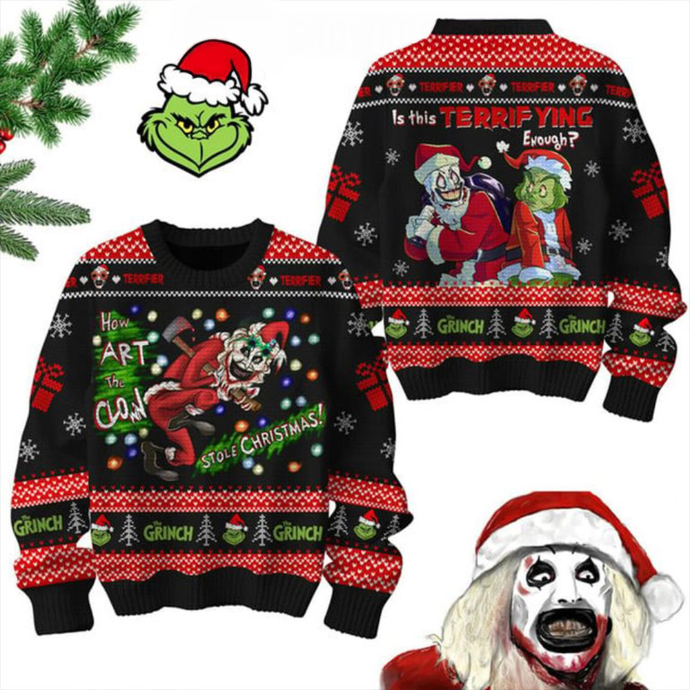 The Grinch Is This Terrifying Everyday Merry 2024 Christmas Ugly Sweater Gifts For Fans-1