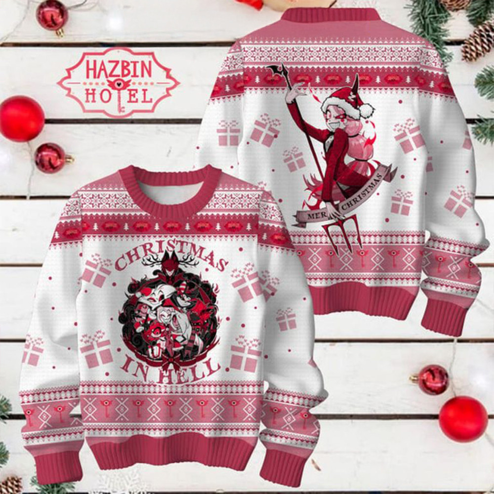 The Hazbin Hotel Merry Christmas In Hell Ugly Sweater Gifts For Fans-1