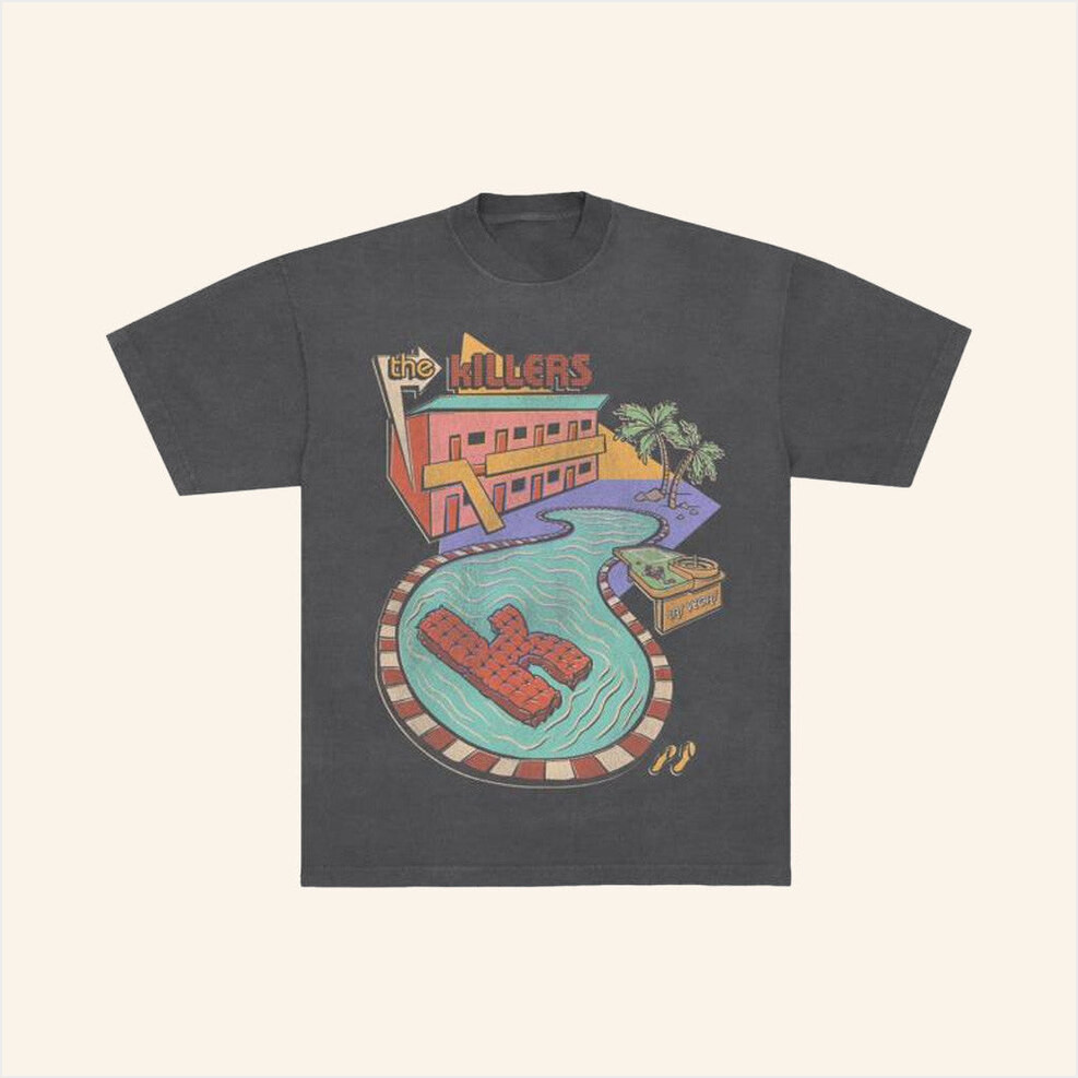 The Killers Music Merch Summer Pool Black T-Shirt Music Fans Gifts Gifts For Best Friend-1