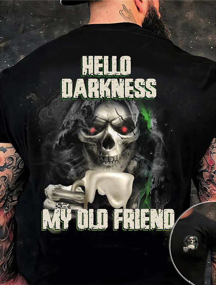 Thin Green Line Skull Hello Darkness My Old Friend Shirt Military Soldier Veteran gifts-1
