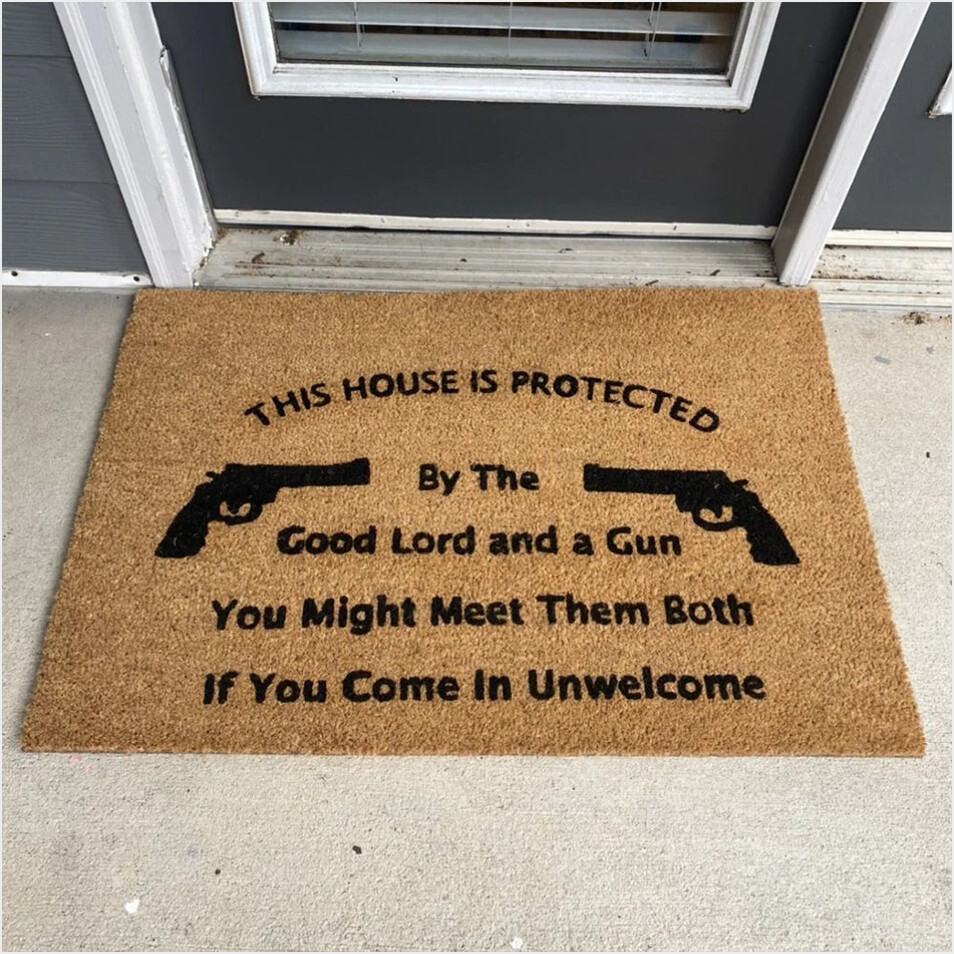 This House Is Protected By The Good Lord And A Gun Doormat Funny Door Mat Indoor Decor-1