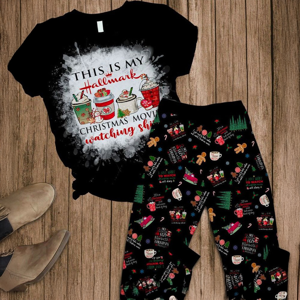 This Is My Hallmark Christmas Movie Watching Shirt Pajamas Set Christmas Present For Mom-1
