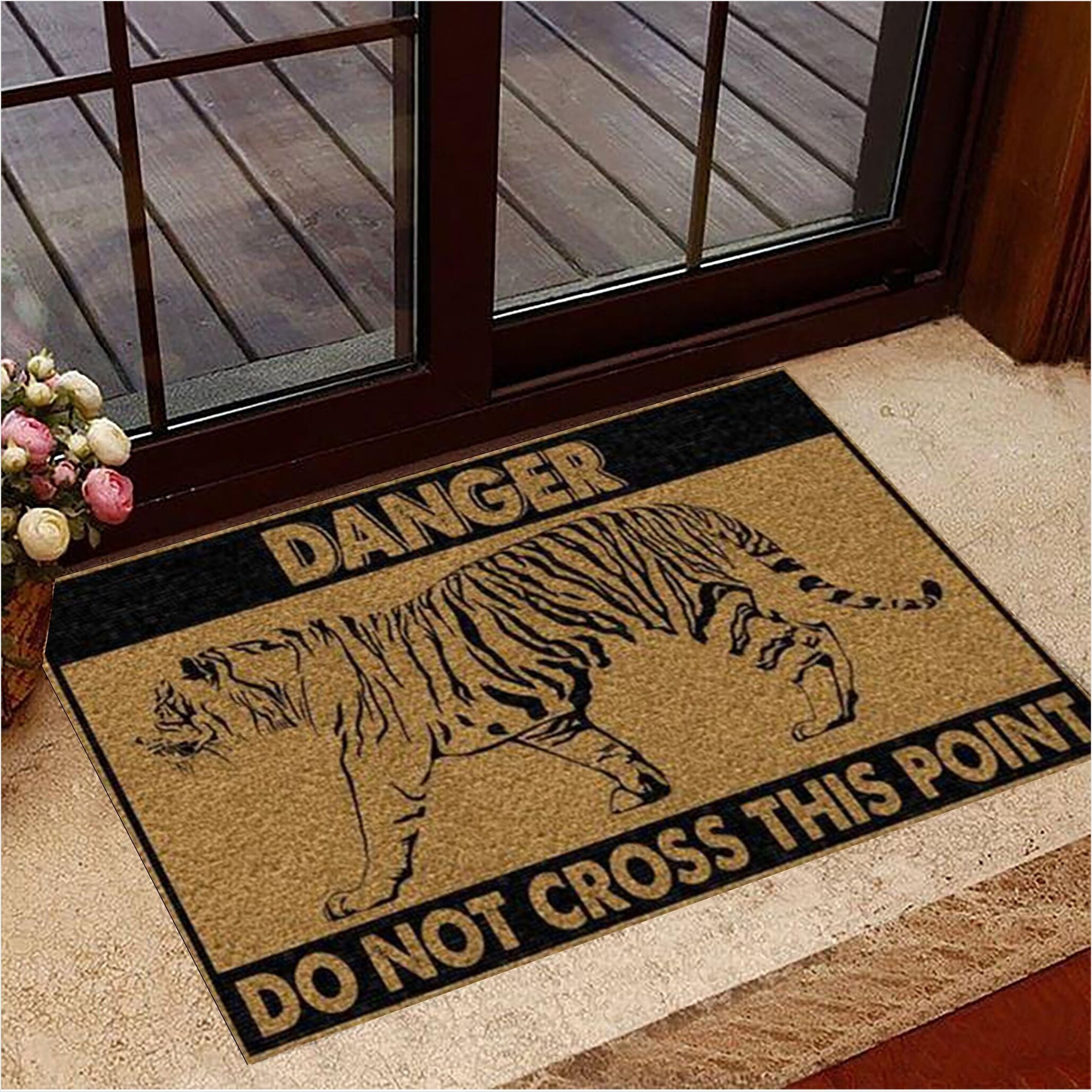 Tiger Danger Do Not Cross This Point Doormat Cool Welcome Mats House Decor Gifts For Friends-1