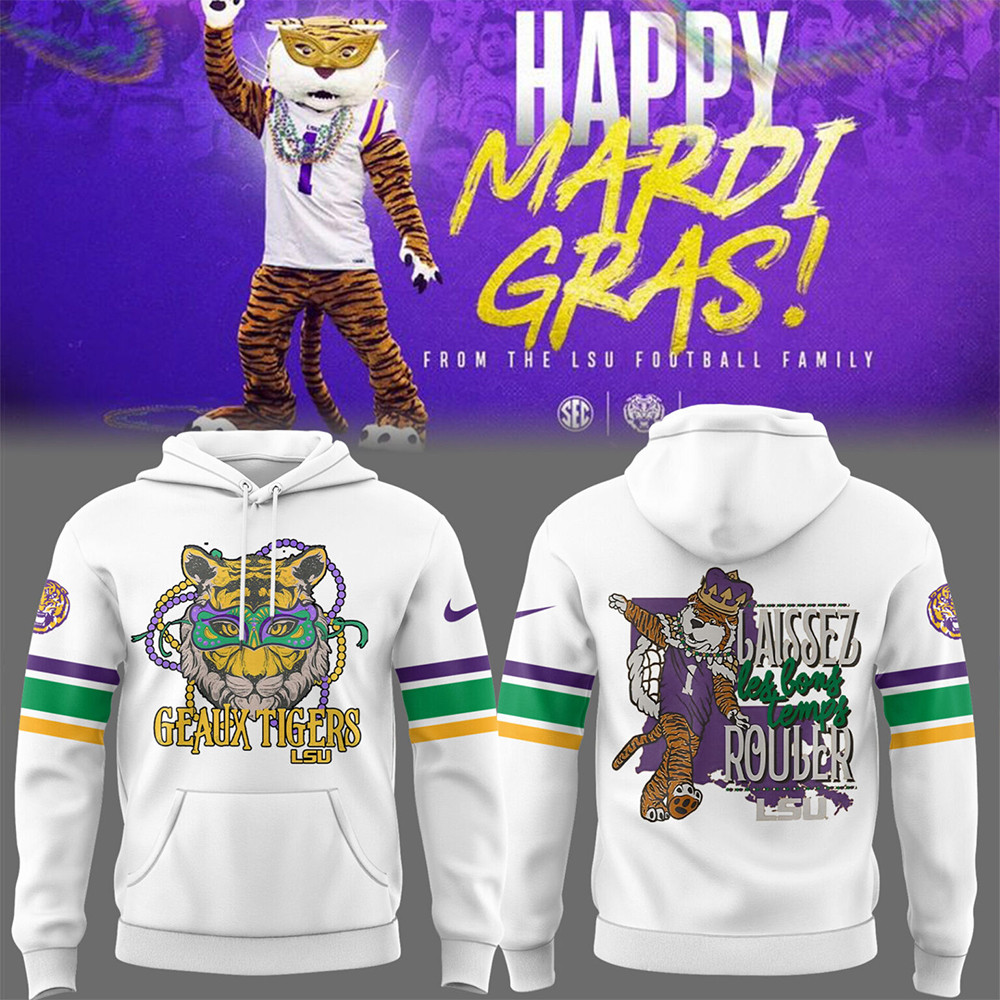Tigers NCAA 2025 Mardi Gras 2025 Hoodie-1