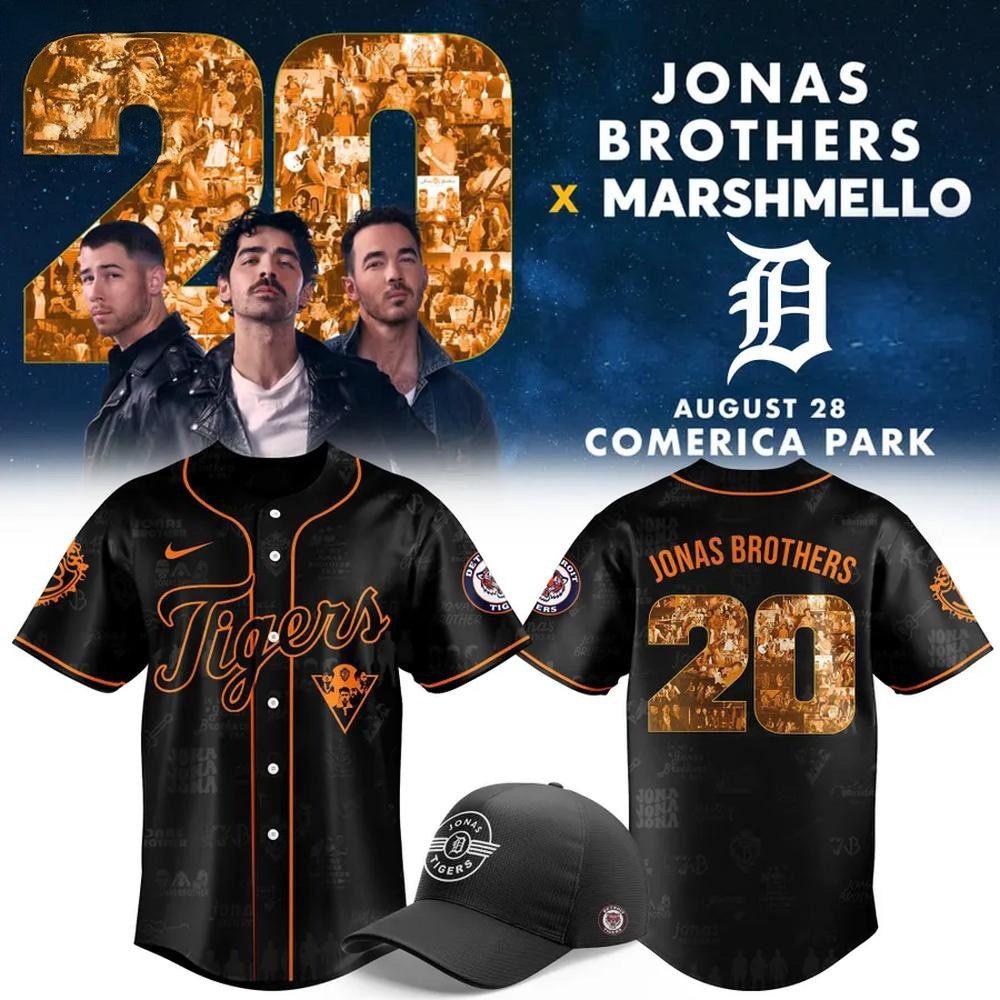 Tigers x Jonas Brothers X Marshmello Limited Edition Baseball Jersey Gifts For Father's Day-1 Tigers x Jonas Brothers X Marshmello Limited Edition Baseball Jersey Gifts For Father's Day-1