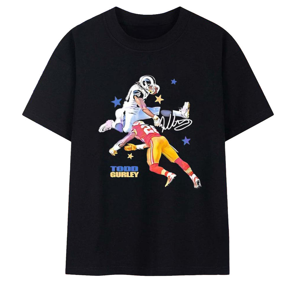 Todd Gurley Los Angeles Rams Football NFL Signature T-Shirt Rams Merch Gifts For Fans-1