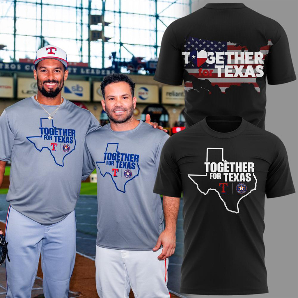 Together For Texas 2025 Black T-Shirt Houston Texans Merch Texas Strong Gifts For Fans-1