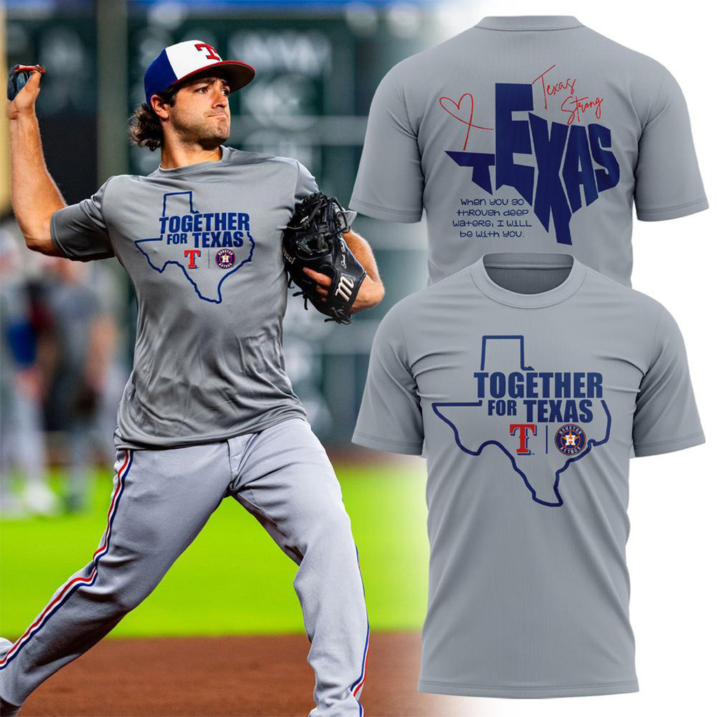 Together For Texas 2025 Grey T-Shirt Texas Strong Shirt Gift Ideas For Fans-1