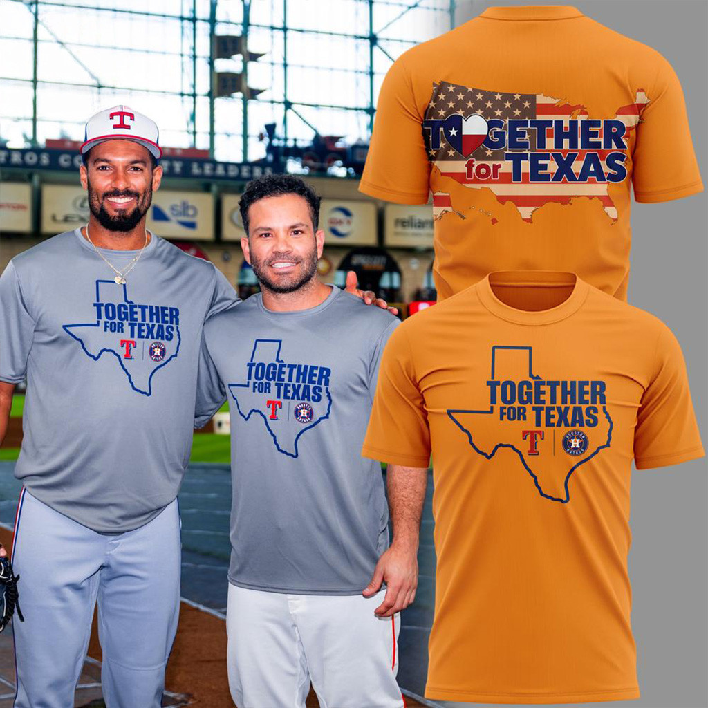 Together For Texas 2025 Orange T-Shirt Houston Texans Merch Support Texas Gifts For Fans-1