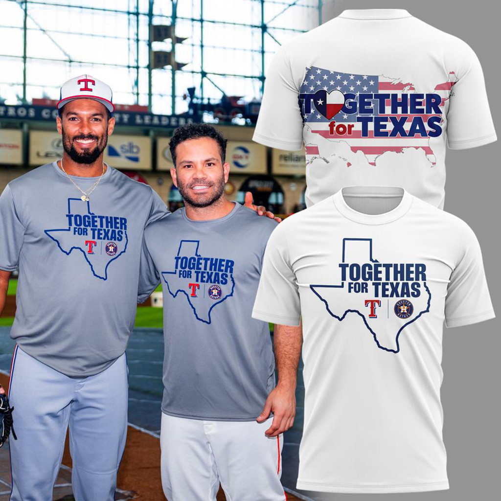 Together For Texas 2025 White T-Shirt Houston Texans Merch Support Texas Gifts For Fans-1