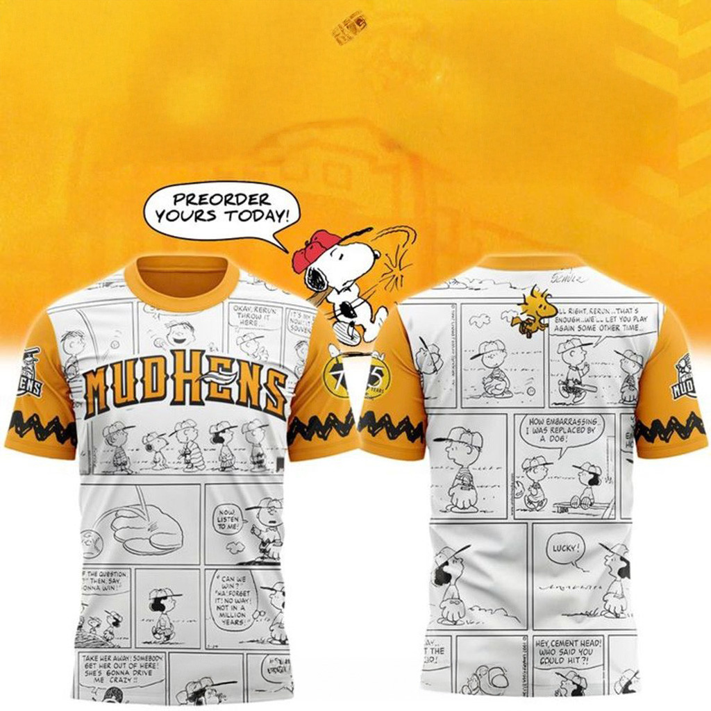 Toledo Mud Hens X Peanuts 2025 T-Shirt Toledo Mud Hens Merch Baseball Lover Gift Ideas-1