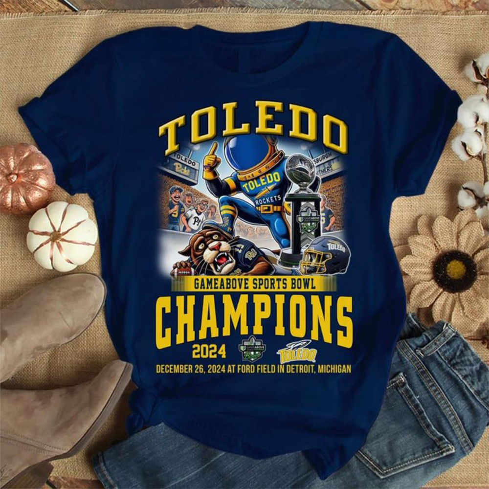 Toledo Rockets Gameabove Bowl Champions 2024 Celebrating T-Shirt Gifts For Football Fan-1
