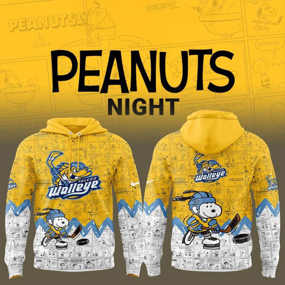 Toledo Walleye 75th Anniversary Of Peanuts Snoopy Hoodie Gifts For Hockey Fan-1