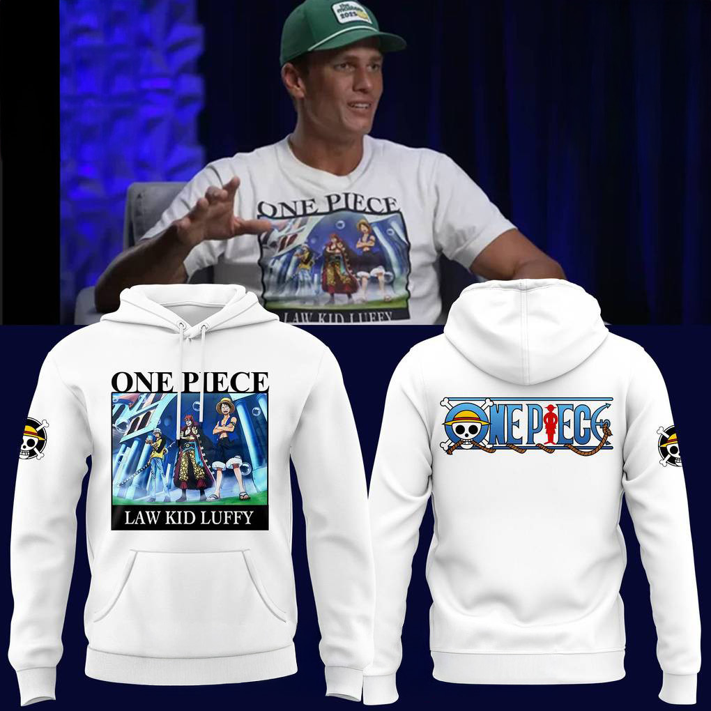 Tom Brady One Piece Law Kid Luffy Special White Hoodie Fan Merch Gifts For Husband-1