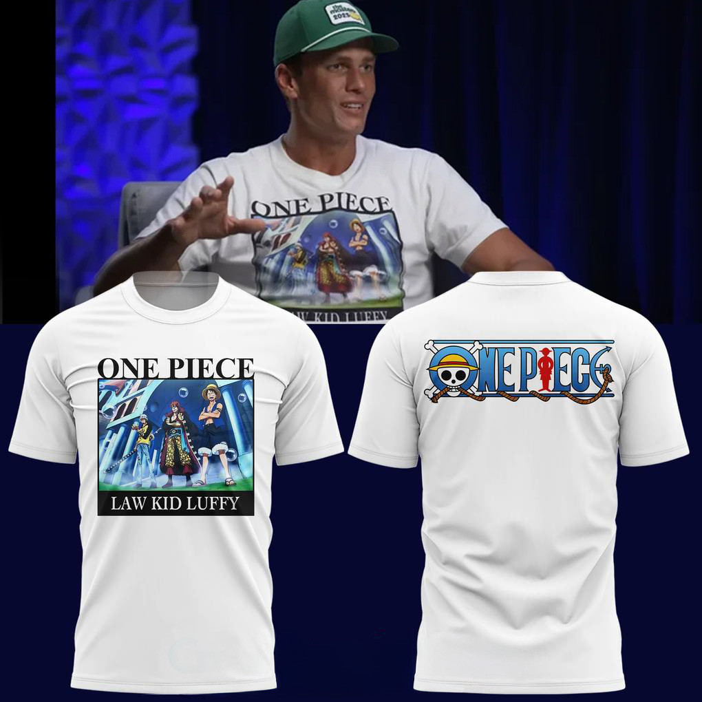 Tom Brady One Piece Law Kid Luffy Special White T-Shirt Fan Merch Gifts For Boyfriend-1