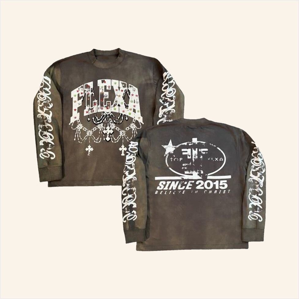 Topflexa NY Merch Flexa Chain Long Sleeve Shirt Gifts For Dudes Birthday Gifts For Best Friend-1