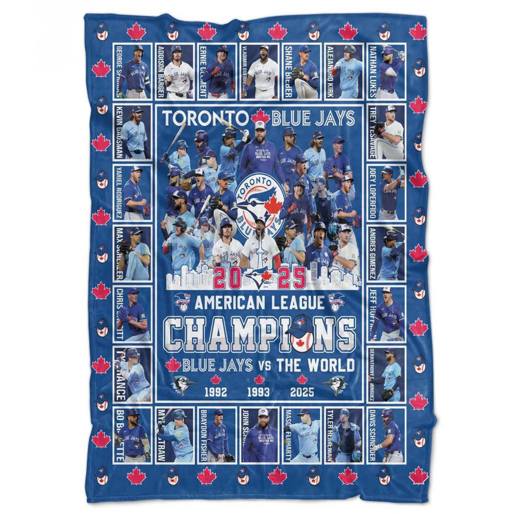 Toronto Blue Jays 2025 American League Champions Blanket Fan Merch Best Christmas Gifts For Dad-1 Toronto Blue Jays 2025 American League Champions Blanket Fan Merch Best Christmas Gifts For Dad-1