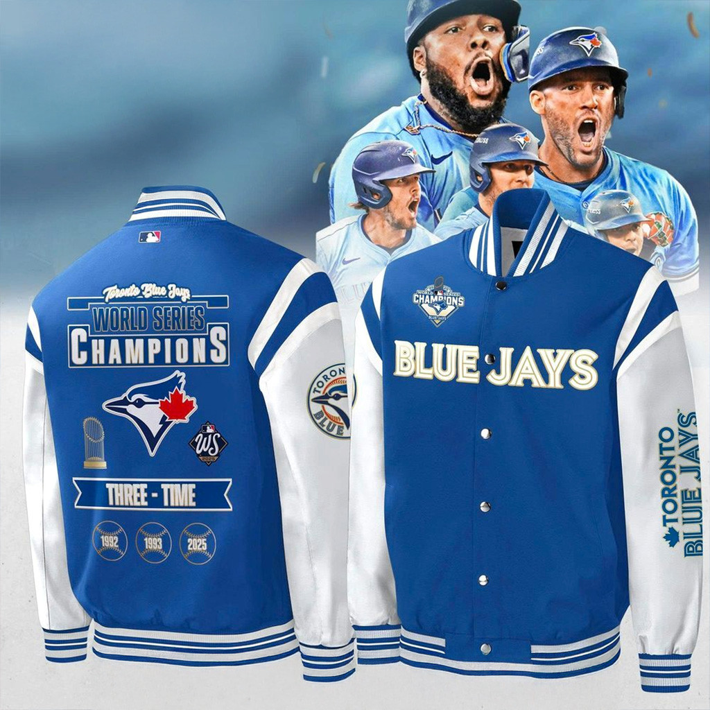 Toronto Blue Jays 2025 World Series Champions Three Time Jacket Jays Merch Xmas Gifts For Him-1