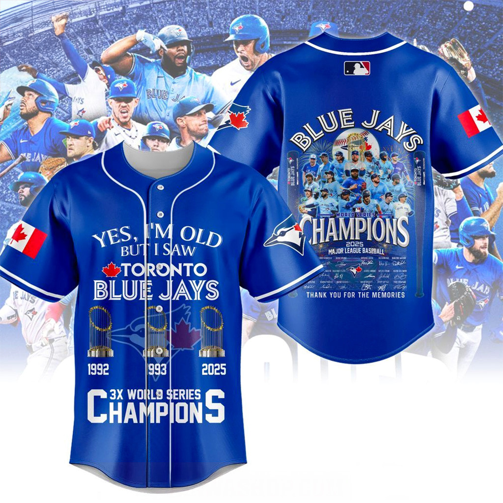 Toronto Blue Jays 3x World Series Champions Jersey Jays Merch Christmas Gifts For Baseball Fans-1