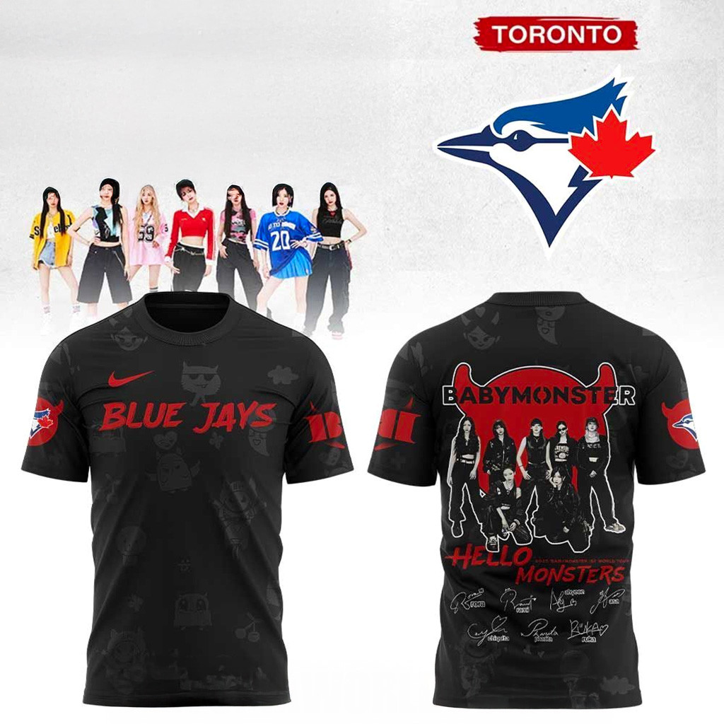 Toronto Blue Jays Baby Monster 1sst World Tour 2025 Signature Black T-Shirt Jays Merch-1