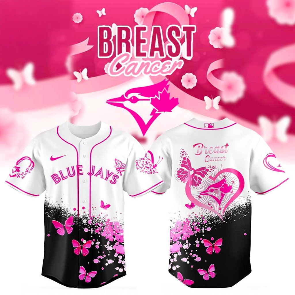 Toronto Blue Jays Breast Cancer 2025 Jersey Toronto Blue Jays Merch Presents For Baseball Fans-1
