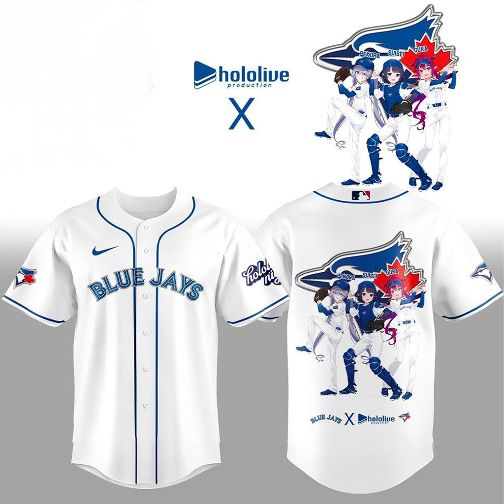 Toronto Blue Jays Hololive Night Collaboration Jersey Toronto Blue Jays Merch Wife Gifts-1
