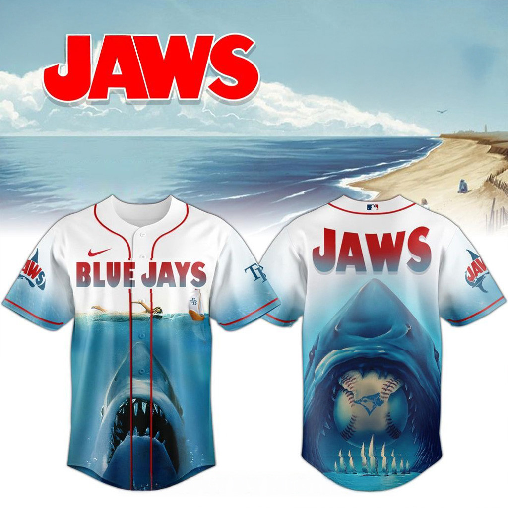 Toronto Blue Jays MLB x JAWS 50th Anniversary Jersey 2025 Jays Merch Husband Gifts-1