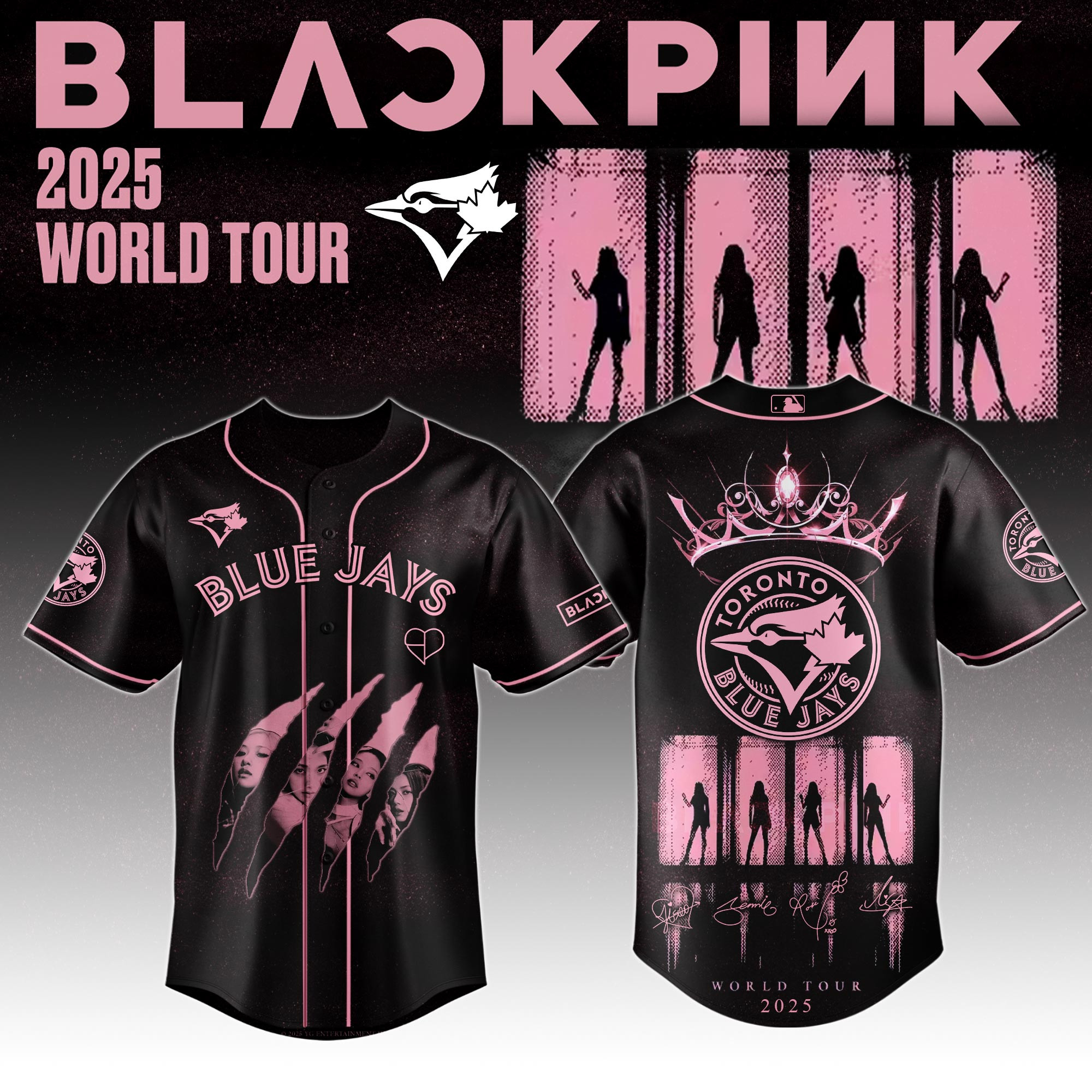 Toronto Blue Jays Mlb X Black Pink World Tour Baseball Jersey For Fans-1