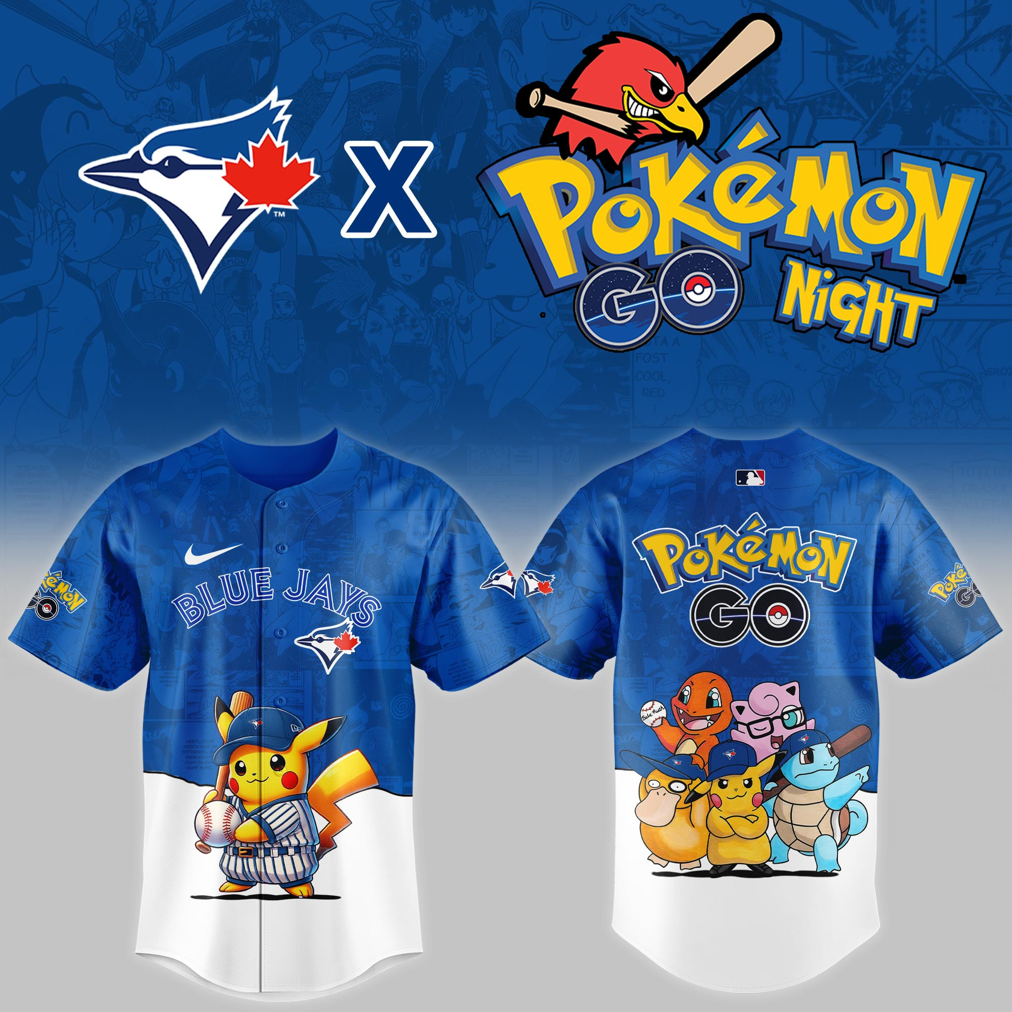 Toronto Blue Jays Mlb X Pokemon Go Night Baseball Jersey For Fan-1