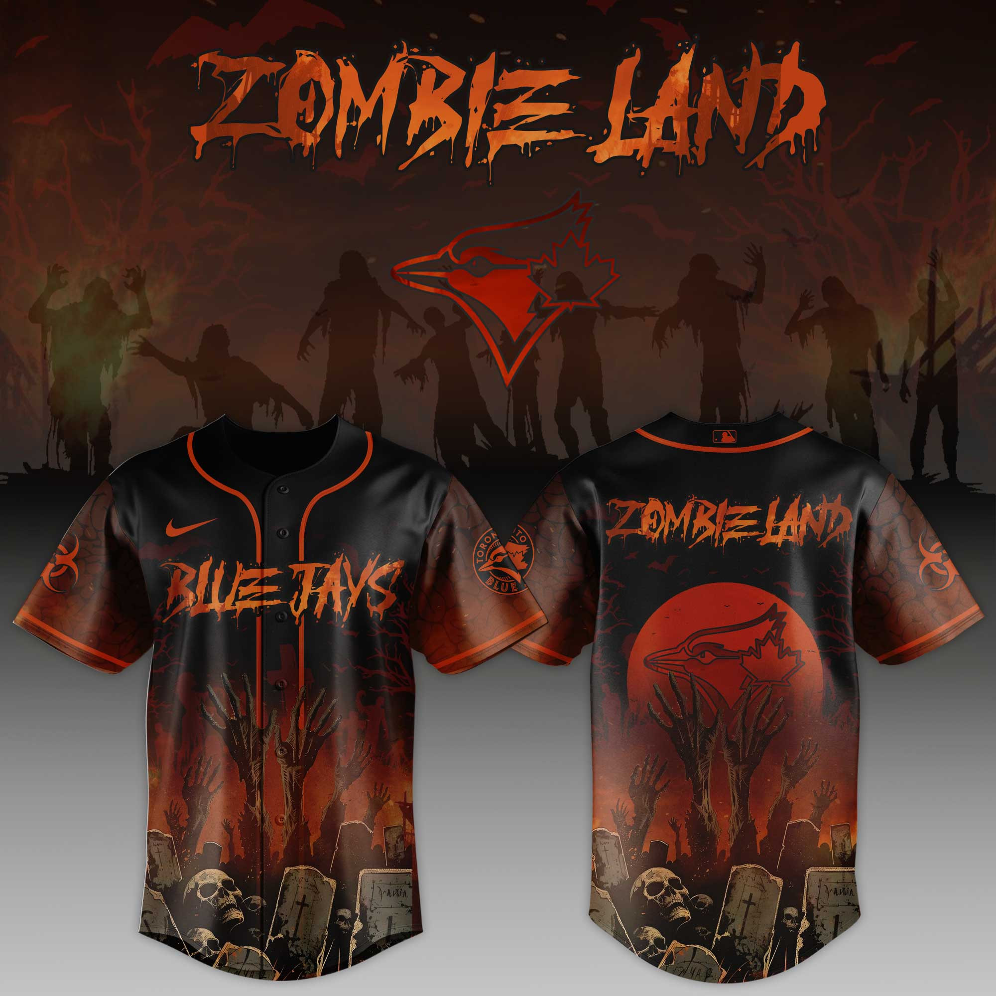 Toronto Blue Jays Mlb X Zombie Land Baseball Jersey For Fans-1