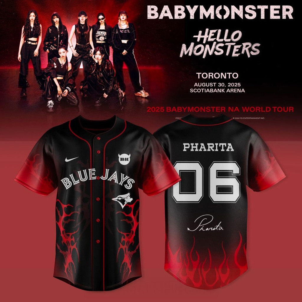 Toronto Blue Jays X Babymonster Pharita Jersey Toronto Blue Jays Merch Gifts For Baseball Fans-1